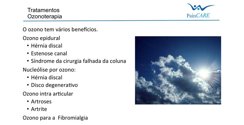 Aplicações do ozono no tratamento da dor